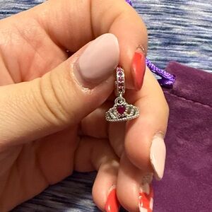 Silver and Purple Crown Charm for Bracelet